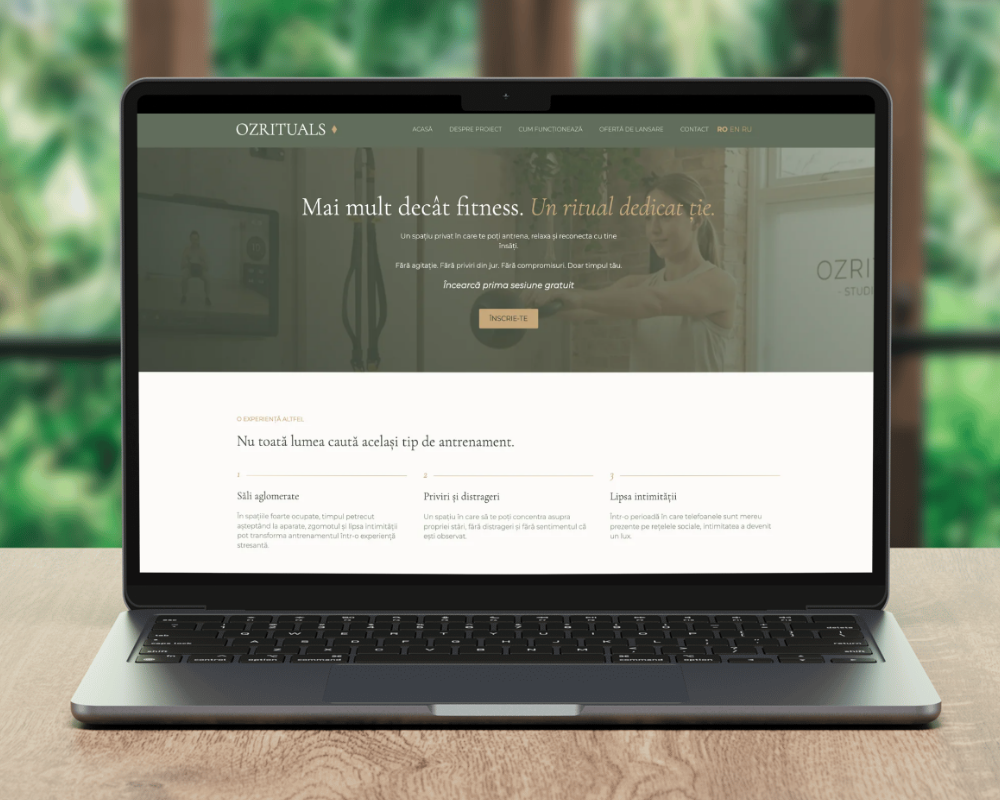 Un website premium pentru un concept inovator de fitness privat – ozrituals.md